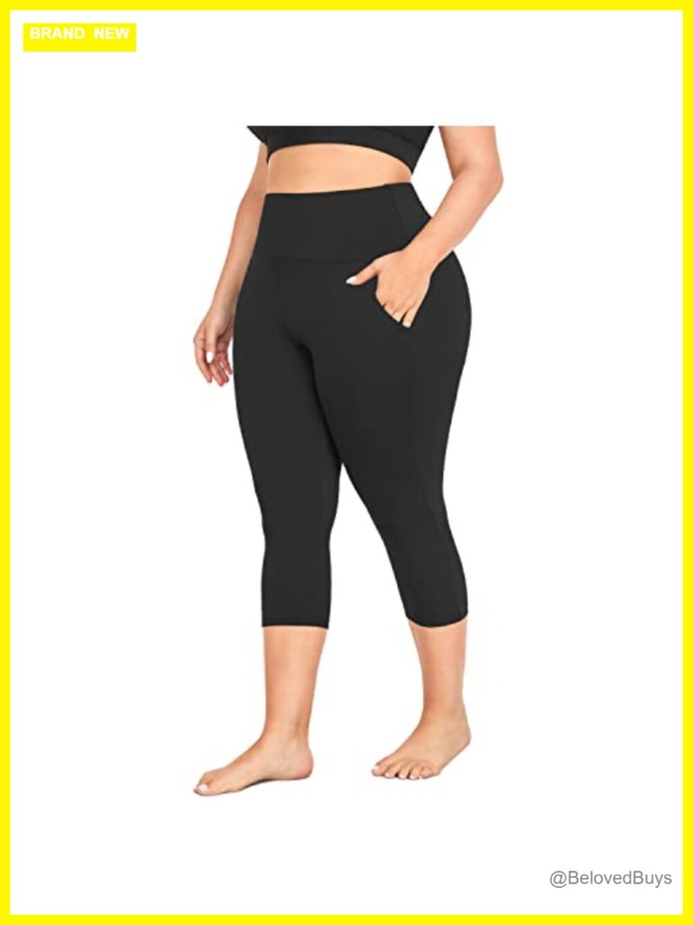Plus Size Capri Leggings with Pockets Tummy Control Yoga Pants
